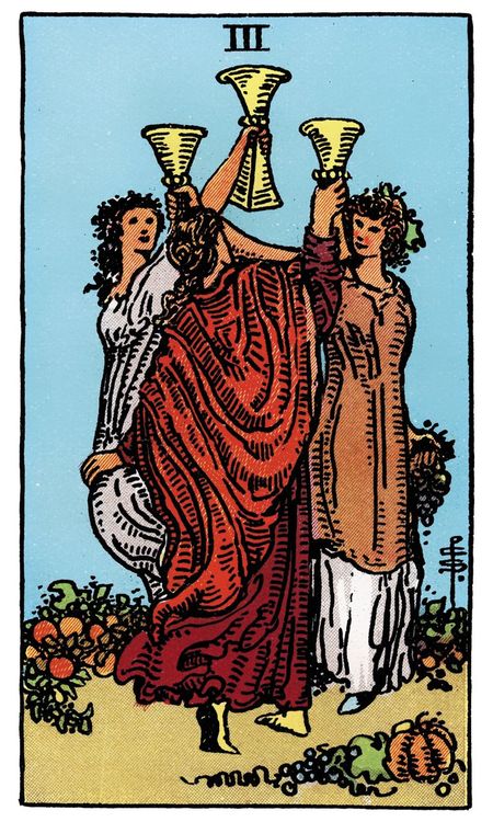 ไพ่ Three of Cups (สาม (3)แห่งถ้วย)