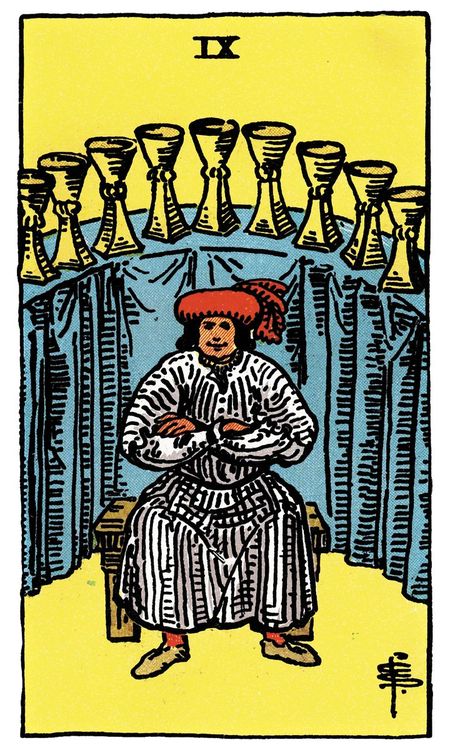 ไพ่ Nine of Cups (เก้า (9)แห่งถ้วย)