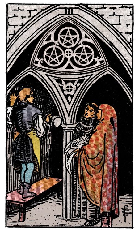 ไพ่ Three of Pentacles (สาม (3)แห่งเหรียญ)