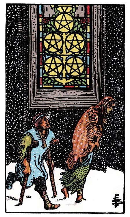 ไพ่ Five of Pentacles (ห้า (5)แห่งเหรียญ)