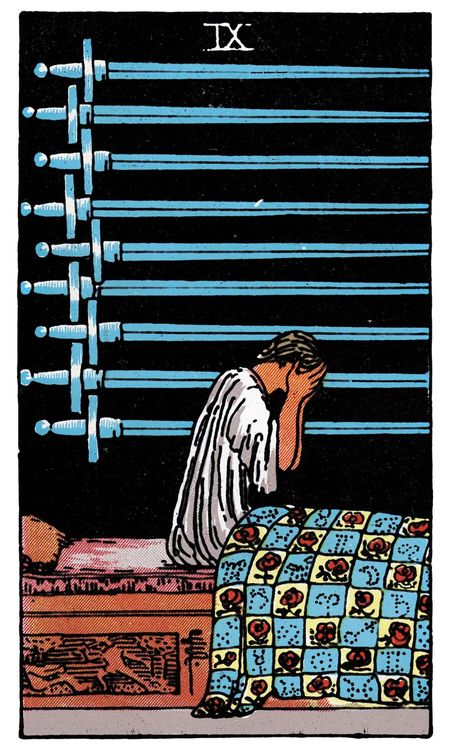 ไพ่ Nine of Swords (เก้า (9)แห่งดาบ)