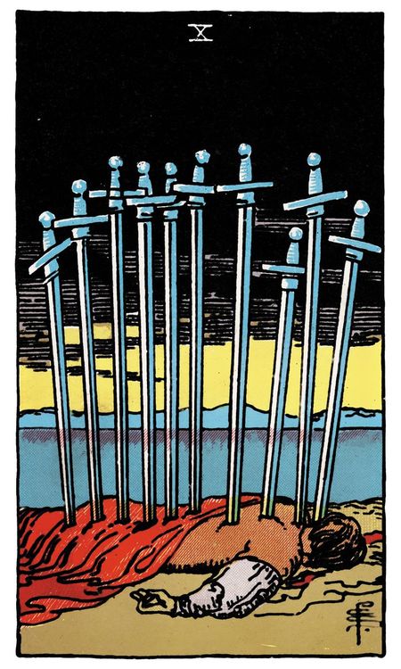 ไพ่ Ten of Swords (สิบ (10)แห่งดาบ)