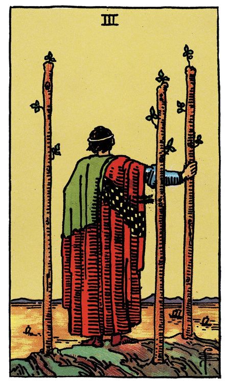 ไพ่ Three of Wands (สาม (3)แห่งไม้เท้า)