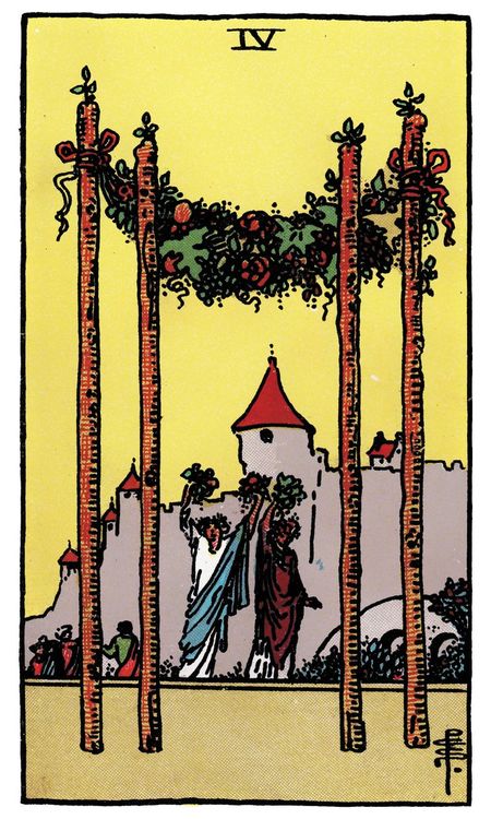 ไพ่ Four of Wands (สี่ (4)แห่งไม้เท้า)