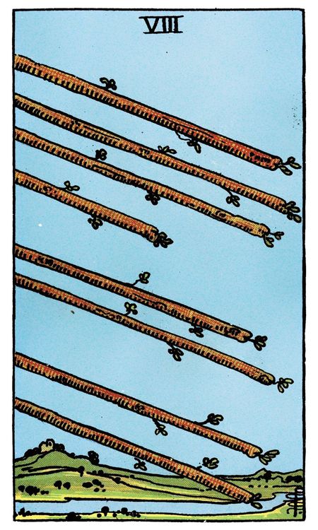 ไพ่ Eight of Wands (แปด (8)แห่งไม้เท้า)