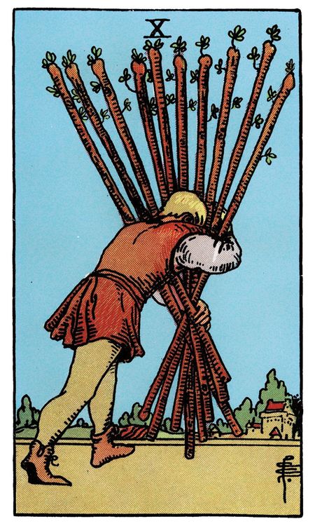 ไพ่ Ten of Wands (สิบ (10)แห่งไม้เท้า)